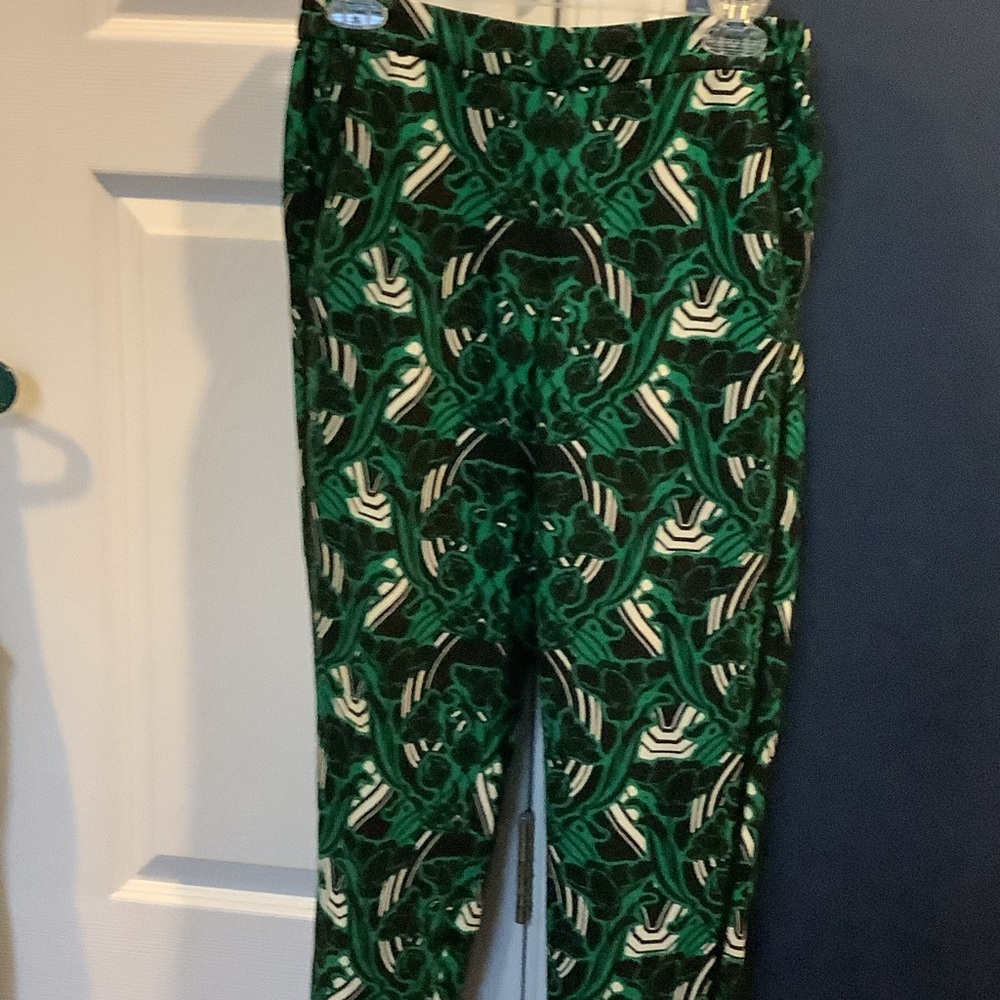 J. Crew‎ Black and Green Patterned loungePants, size 2